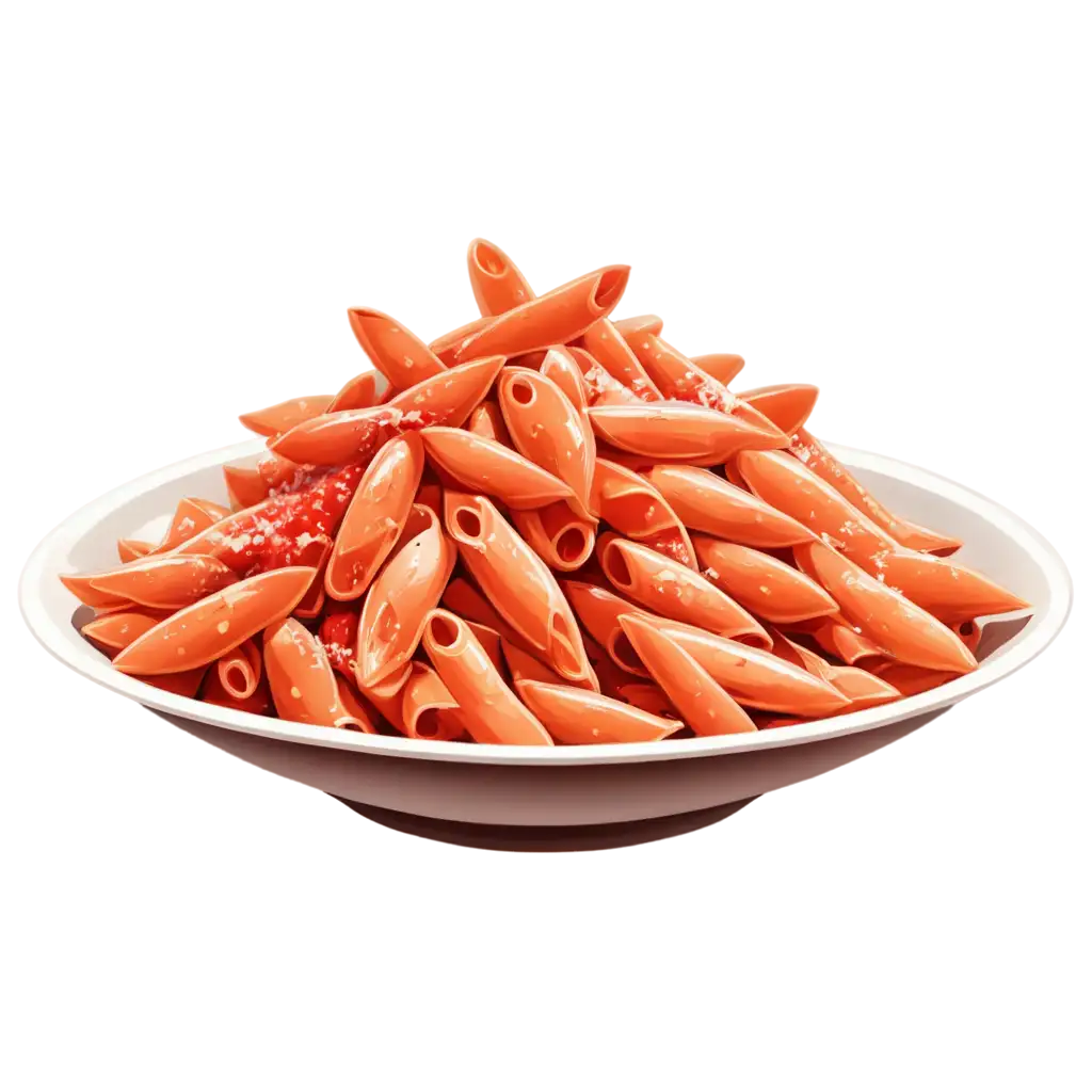 Red-and-White-Penne-Pasta-on-Bowl-PNG-Illustration