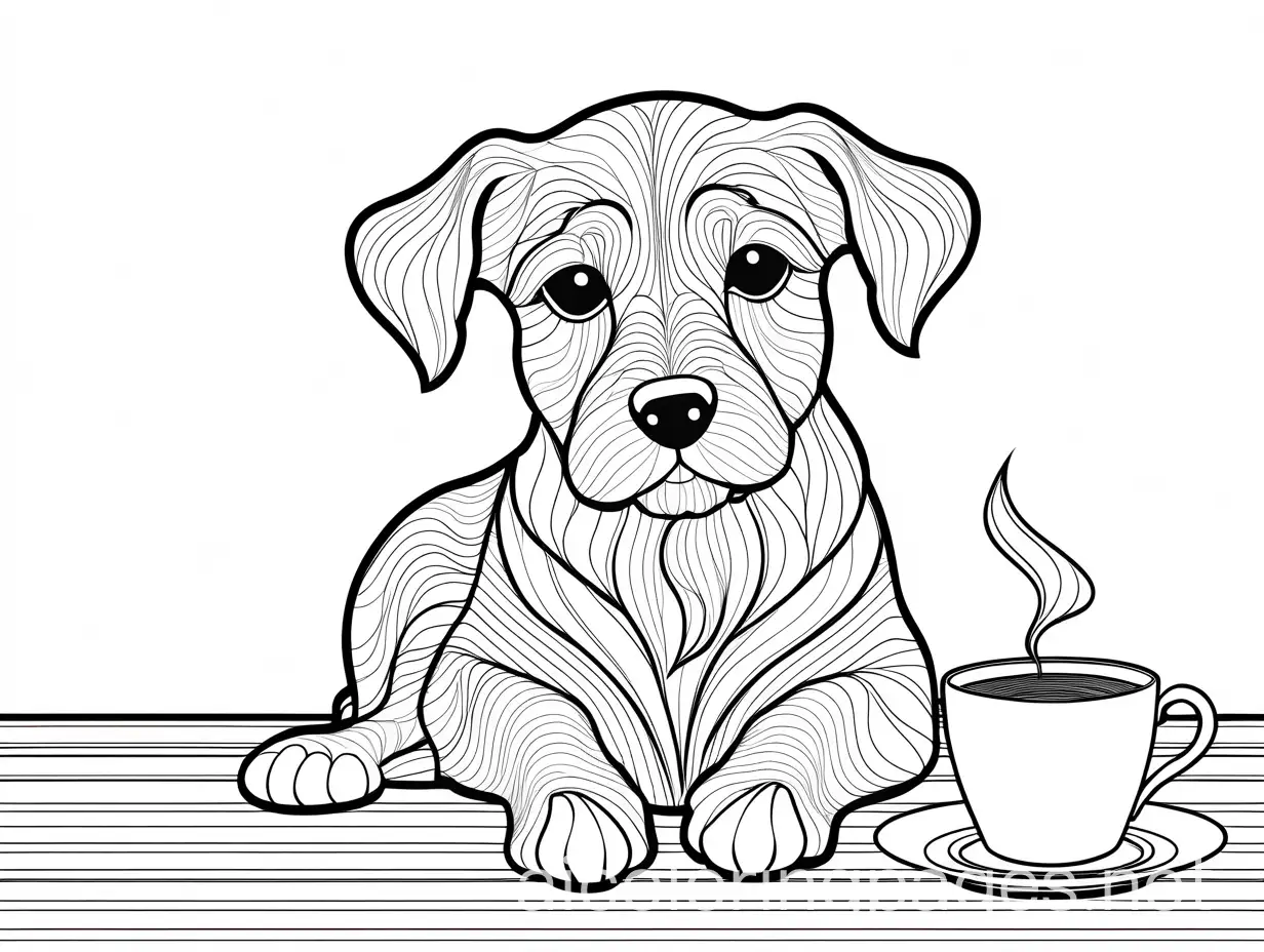 Old-Dog-Drinking-Coffee-Coloring-Page-for-Kids