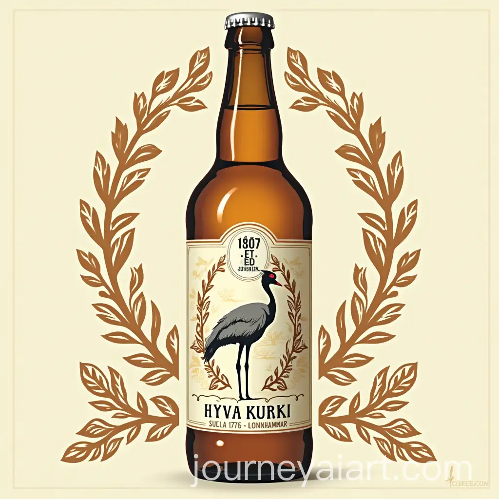 Hyv-Kurki-Artisan-Apple-Cider-Label-Design-Featuring-a-Crane-Bird