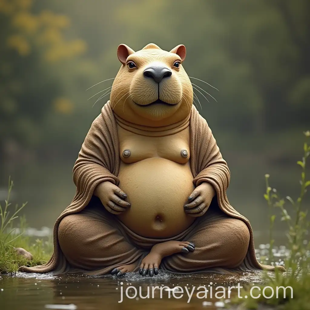 Serene-Capybara-Meditating-with-Buddha-Statue