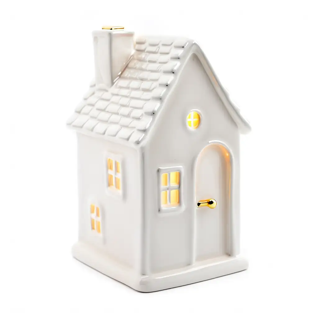 Christmas Ceramic House on White Background