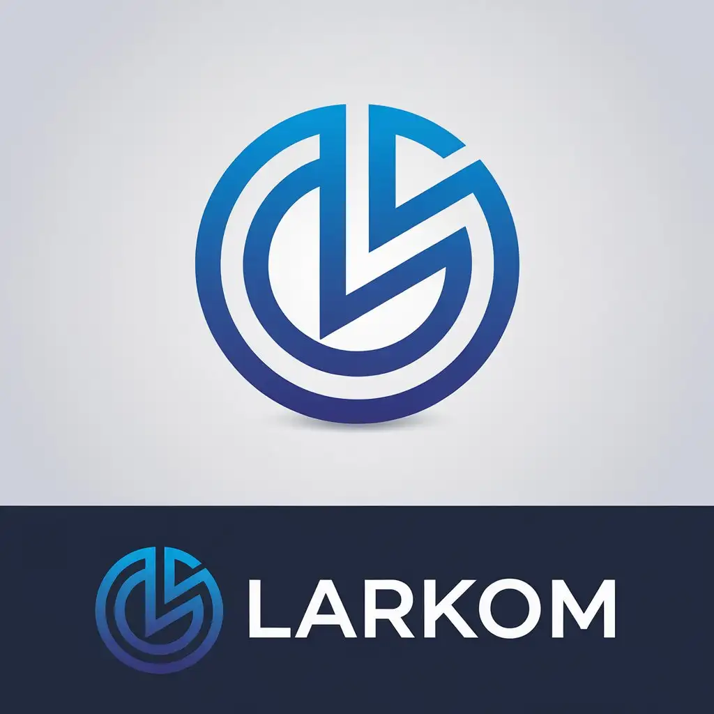 LOGO Design for LarKom Modern Minimalist with Blue and White Color Scheme