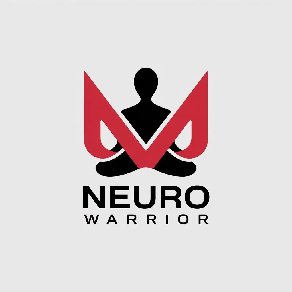 LOGO Design for Neuro Warrior Red Black Meditation Pose Silhouette