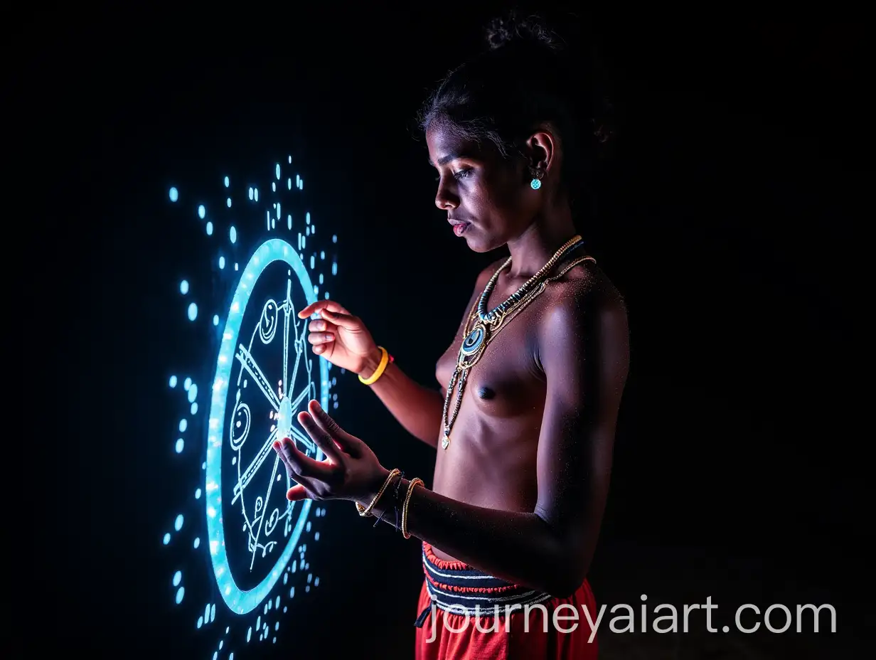 Australian-Aboriginal-Person-Engaged-with-Futuristic-Fluorescent-Technology-in-the-Outback