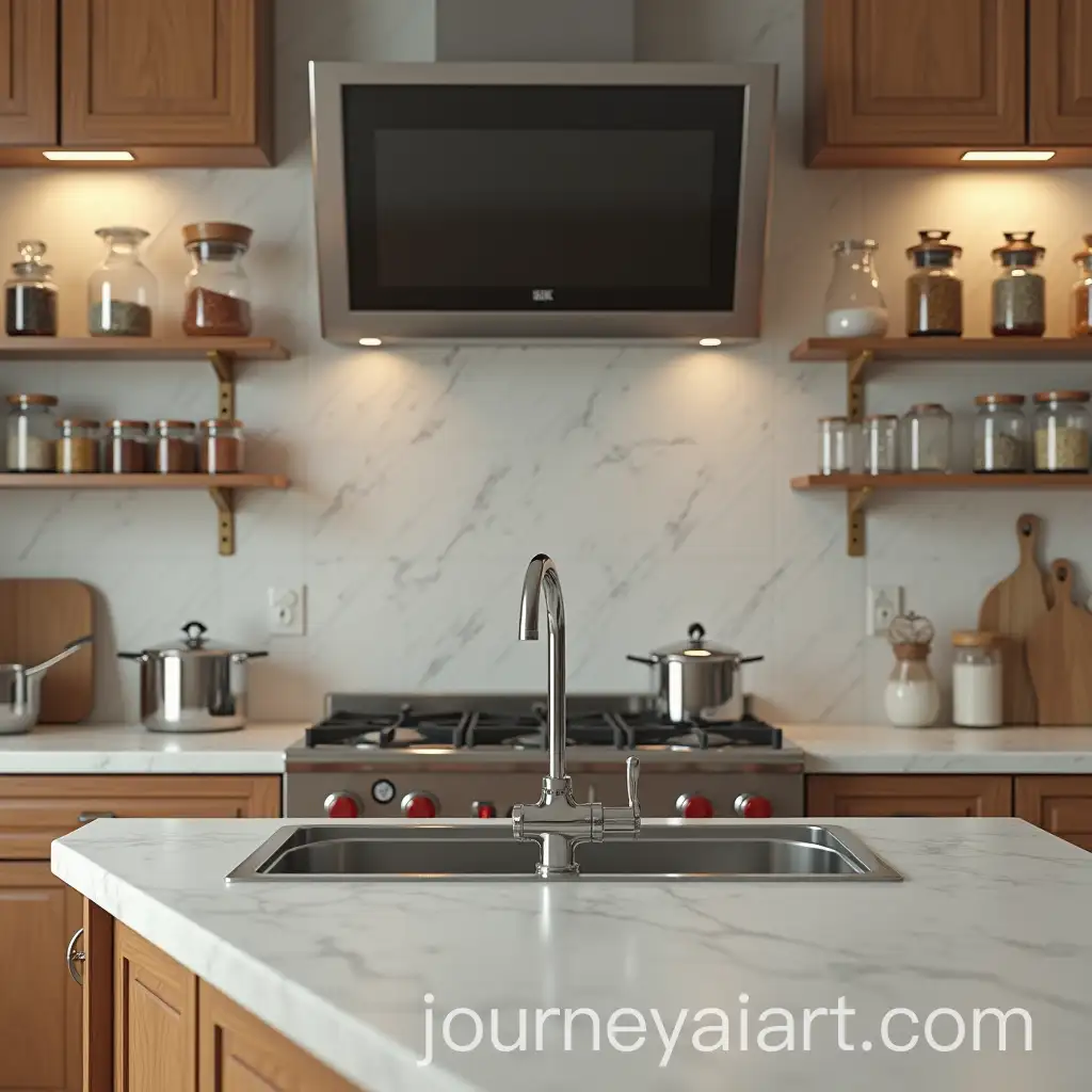 Hyper-Realistic-Indian-Kitchen-with-Focus-on-Water-Droplet-in-Sink
