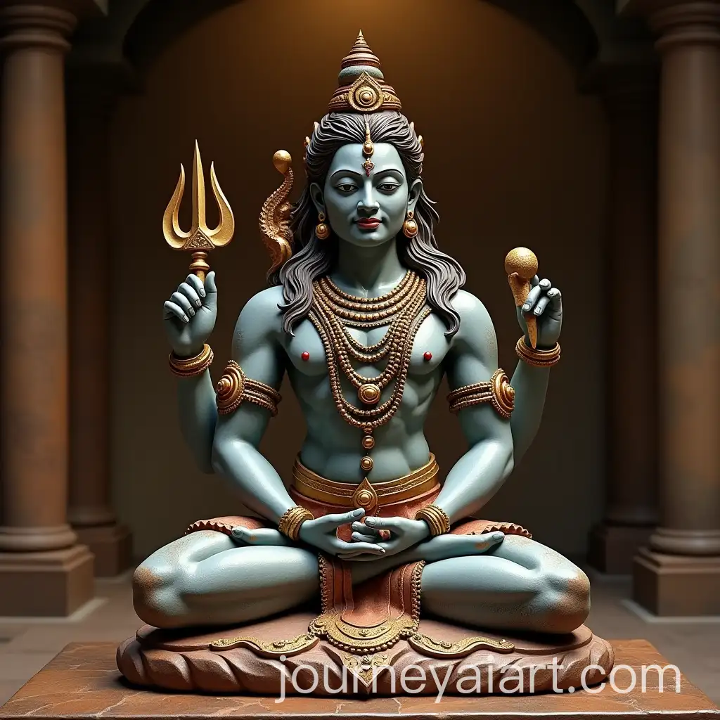 Sacred-Hindu-God-Shiva-Statue-in-Traditional-Temple-Setting