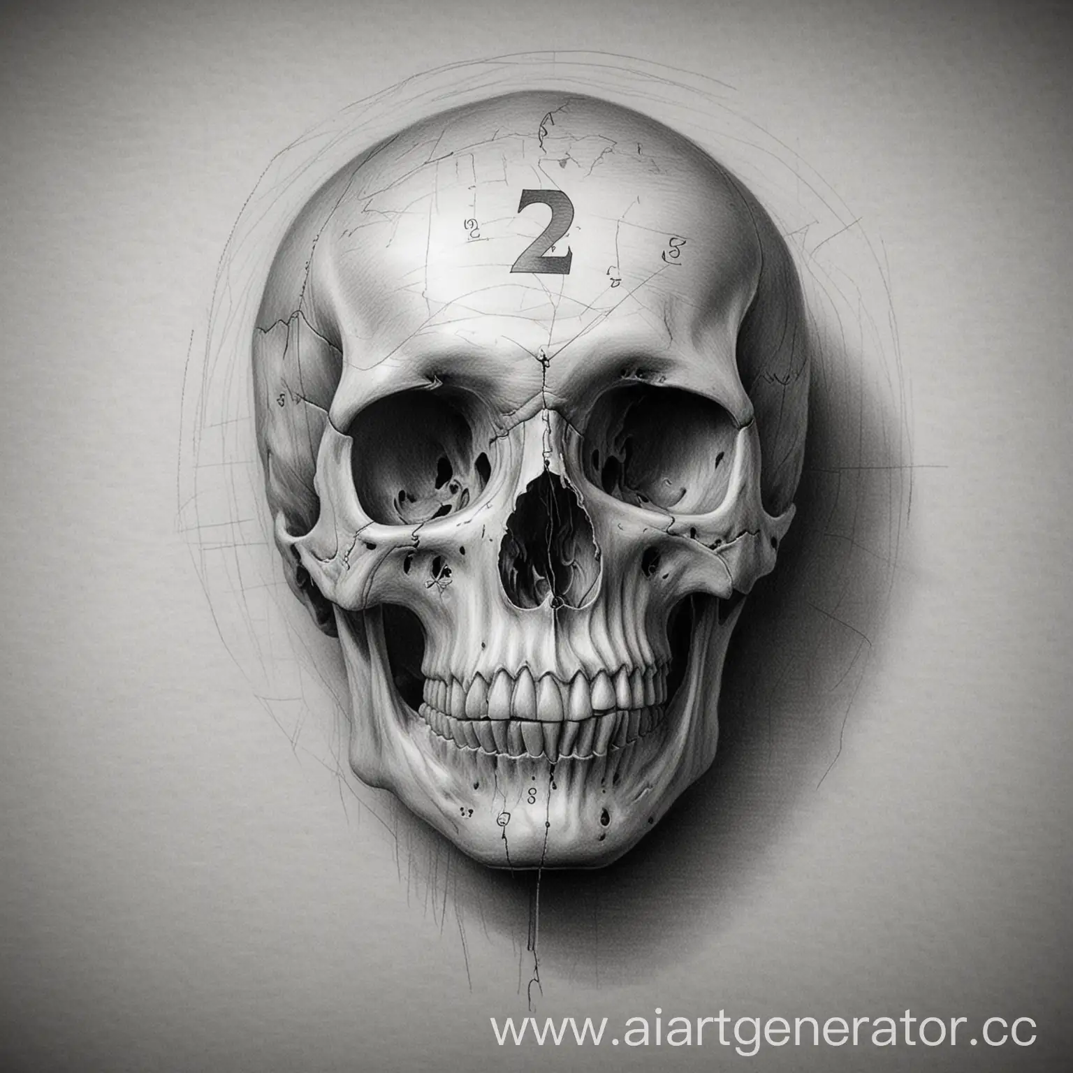 Detailed-Pencil-Drawing-of-Human-Skull-with-Number-27