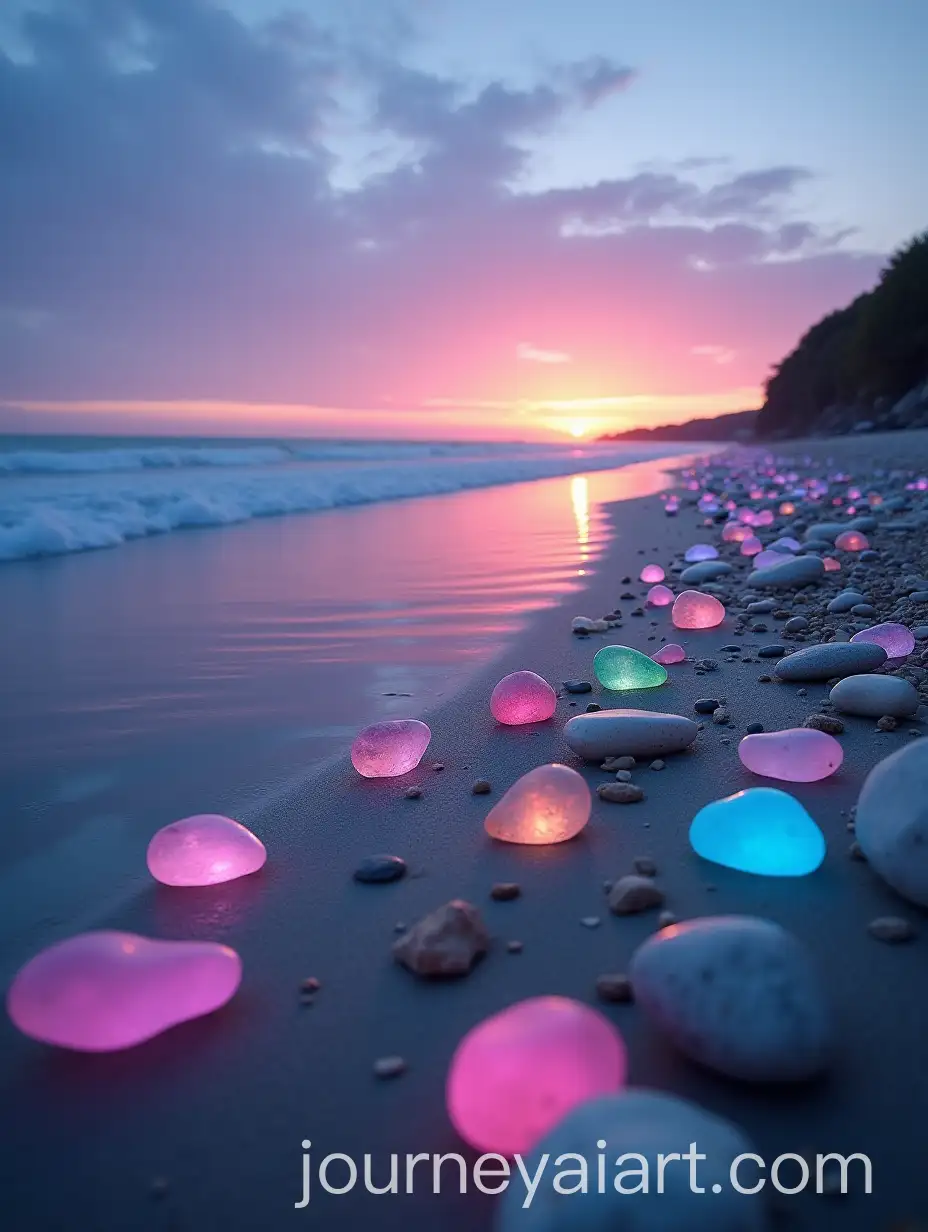Evening-Beach-with-Glass-Stones-and-Phosphorescent-Sea