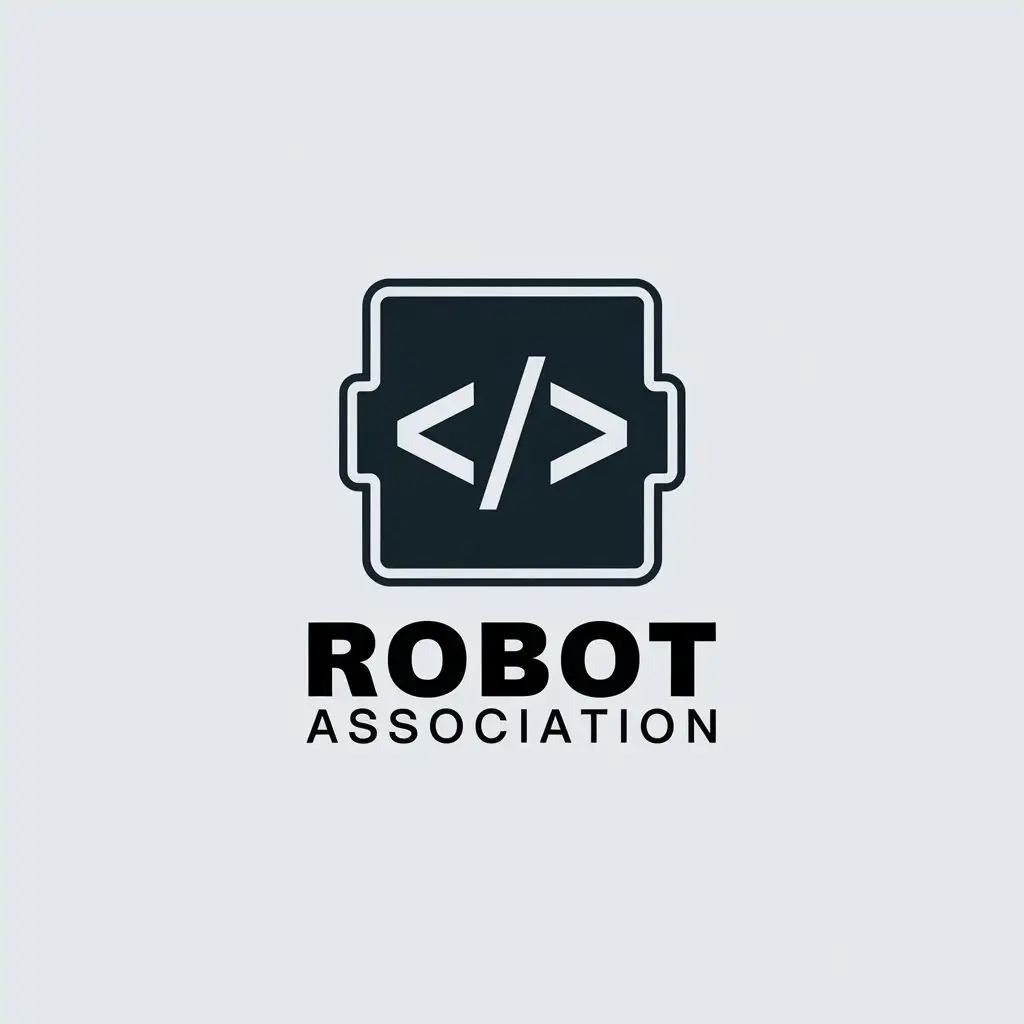 LOGO Design for Robot Association Minimalistic Vector with Programming Symbol for Technology Industry