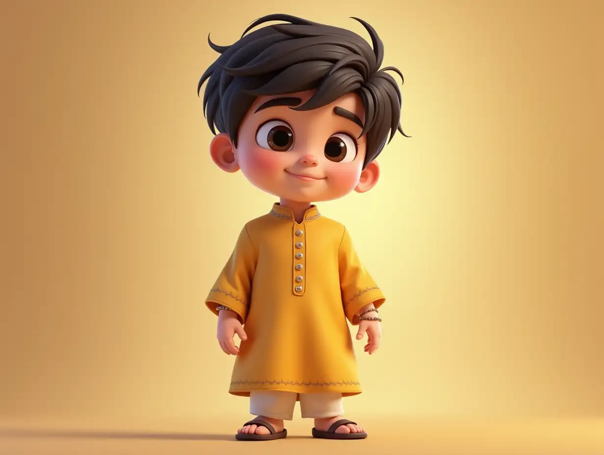 animation of young boy wearing shalwaar kameez