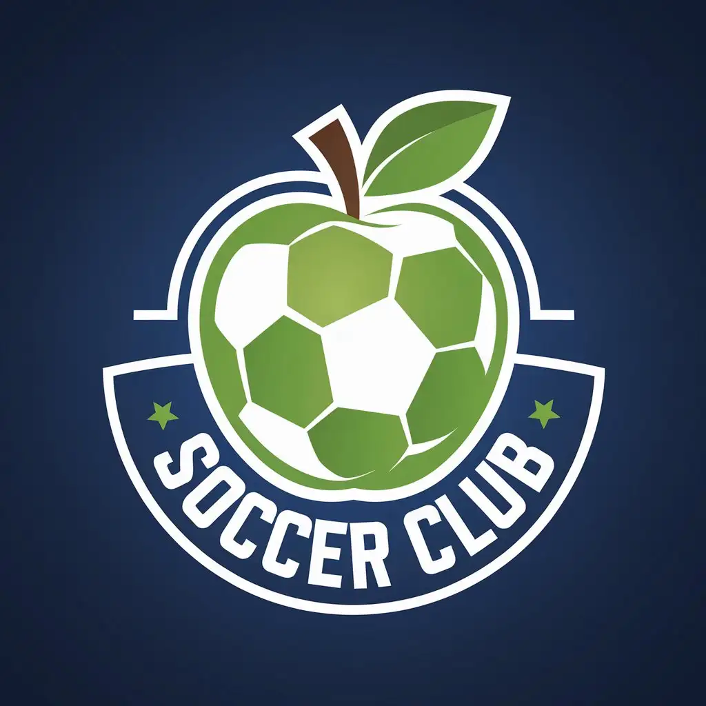 Soccer-Club-Logo-Featuring-Apple-as-a-Soccer-Ball-with-Apple-Curtain