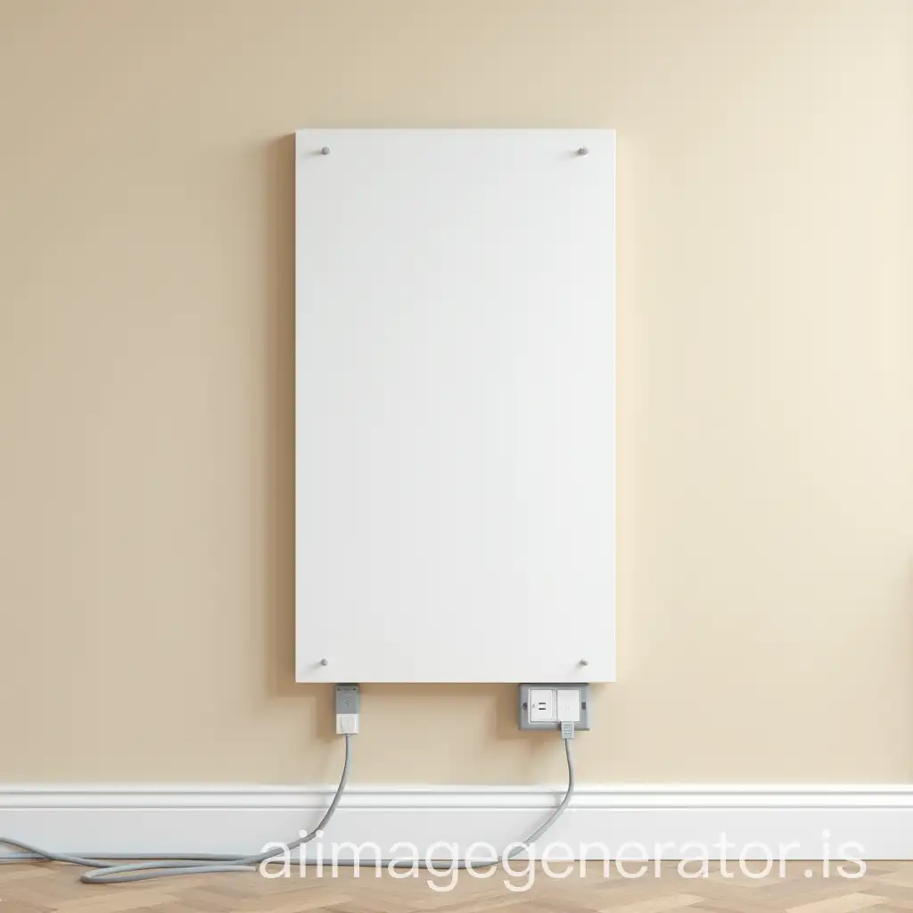 Modern-White-Heating-Panel-Mounted-on-Beige-Wall-with-Electrical-Connection-and-Internet-Box