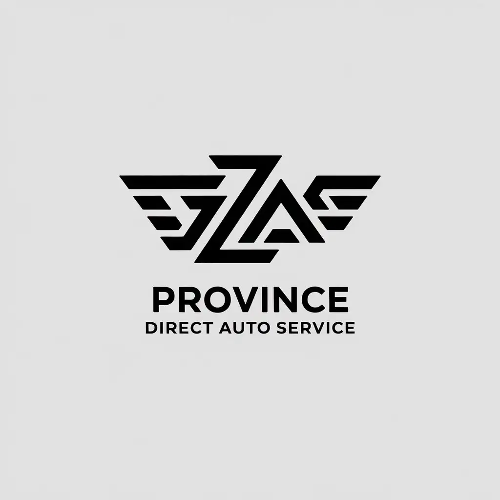 a vector logo design,with the text "province direct auto service", main symbol:SZAS,Minimalistic,be used in Automotive industry,clear background