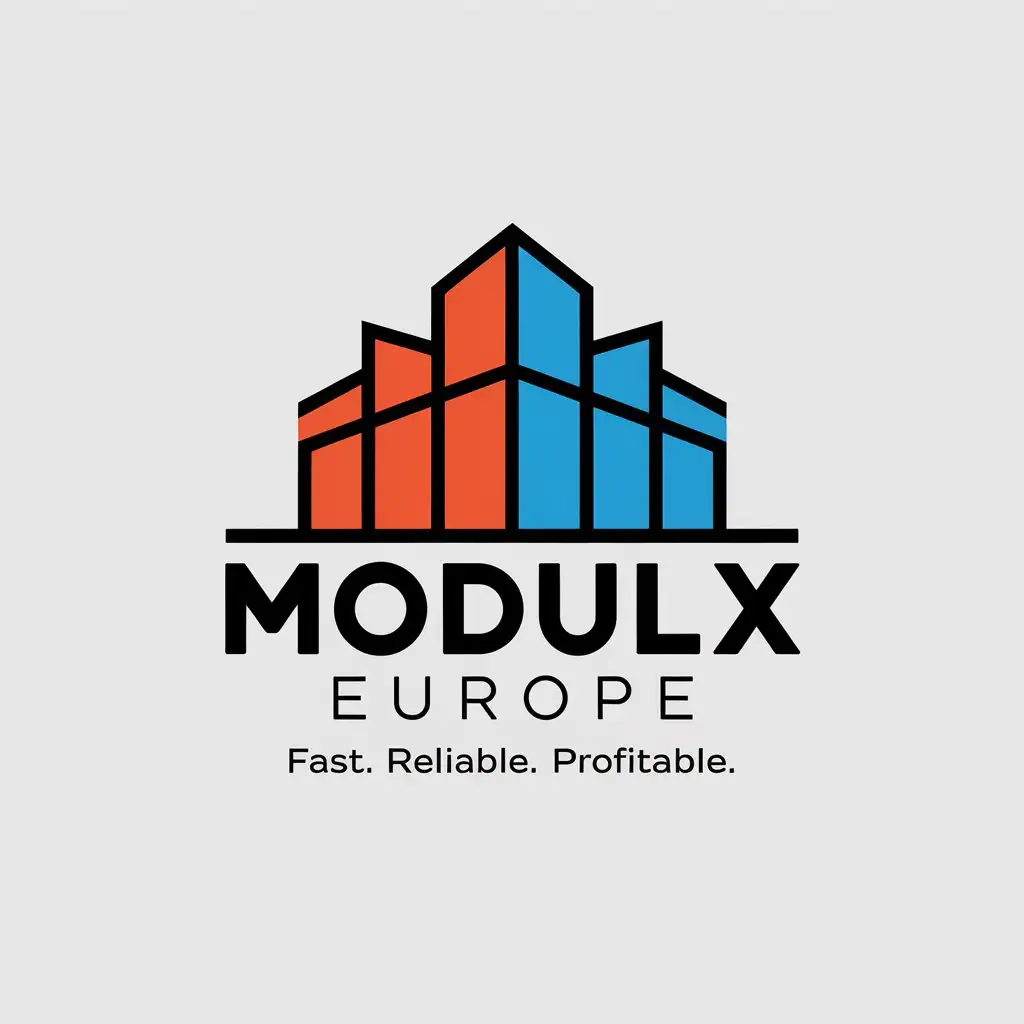 LOGO Design for ModulX Europe Fast Reliable Profitable with Construction Industry Theme