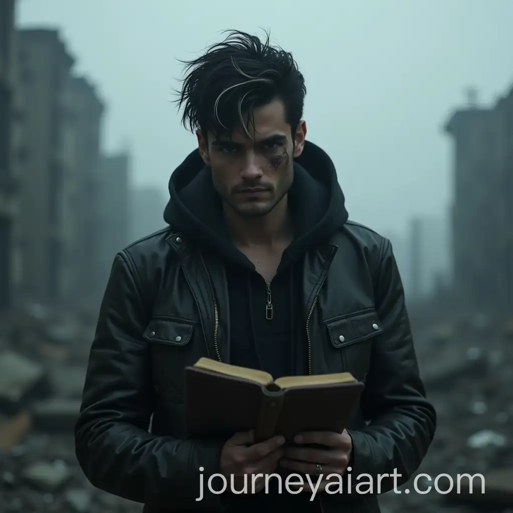 AI-Image-Prompt-ExpansionPostApocalyptic-Male-Survivor-with-Scars-and-Notebook-in-Ruined-City