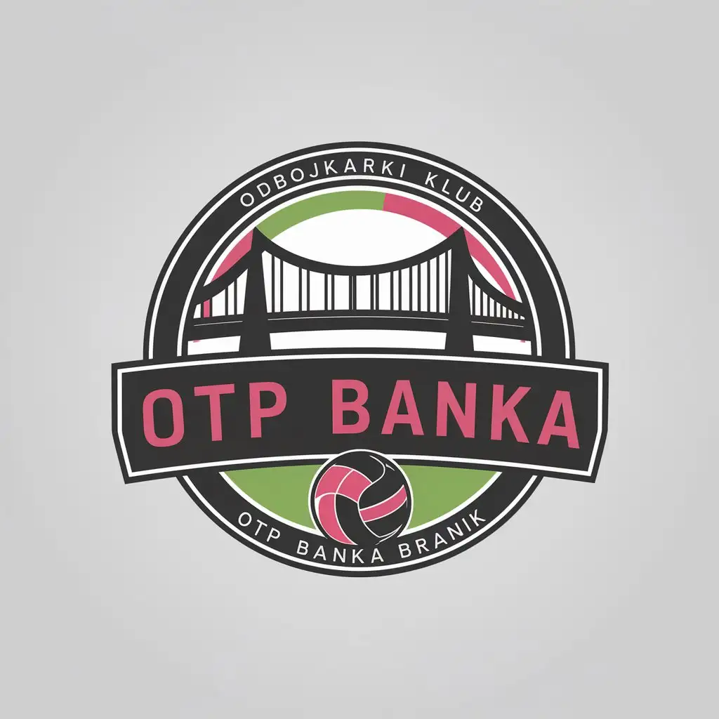 LOGO Design for OTP Banka Branik BridgeInspired Design in Black SilverGray with Hot Pink or Hot Green Accents