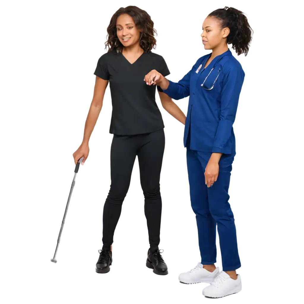 Professional-PNG-Image-Black-Female-Doctor-in-Pants-Performing-Physical-Therapy