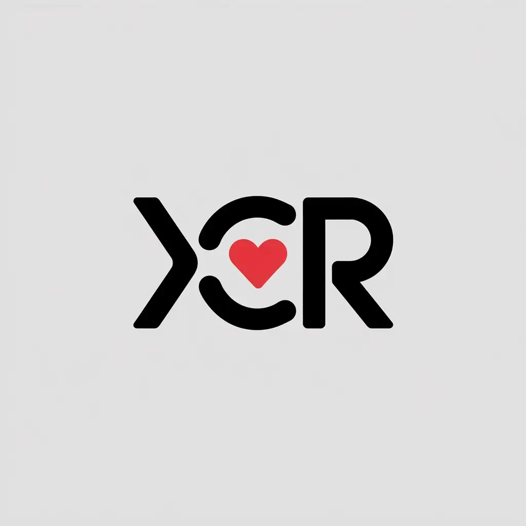 LOGO Design for XCR Red Heart Between C and R Minimalistic and Modern SansSerif Style for Travel Industry