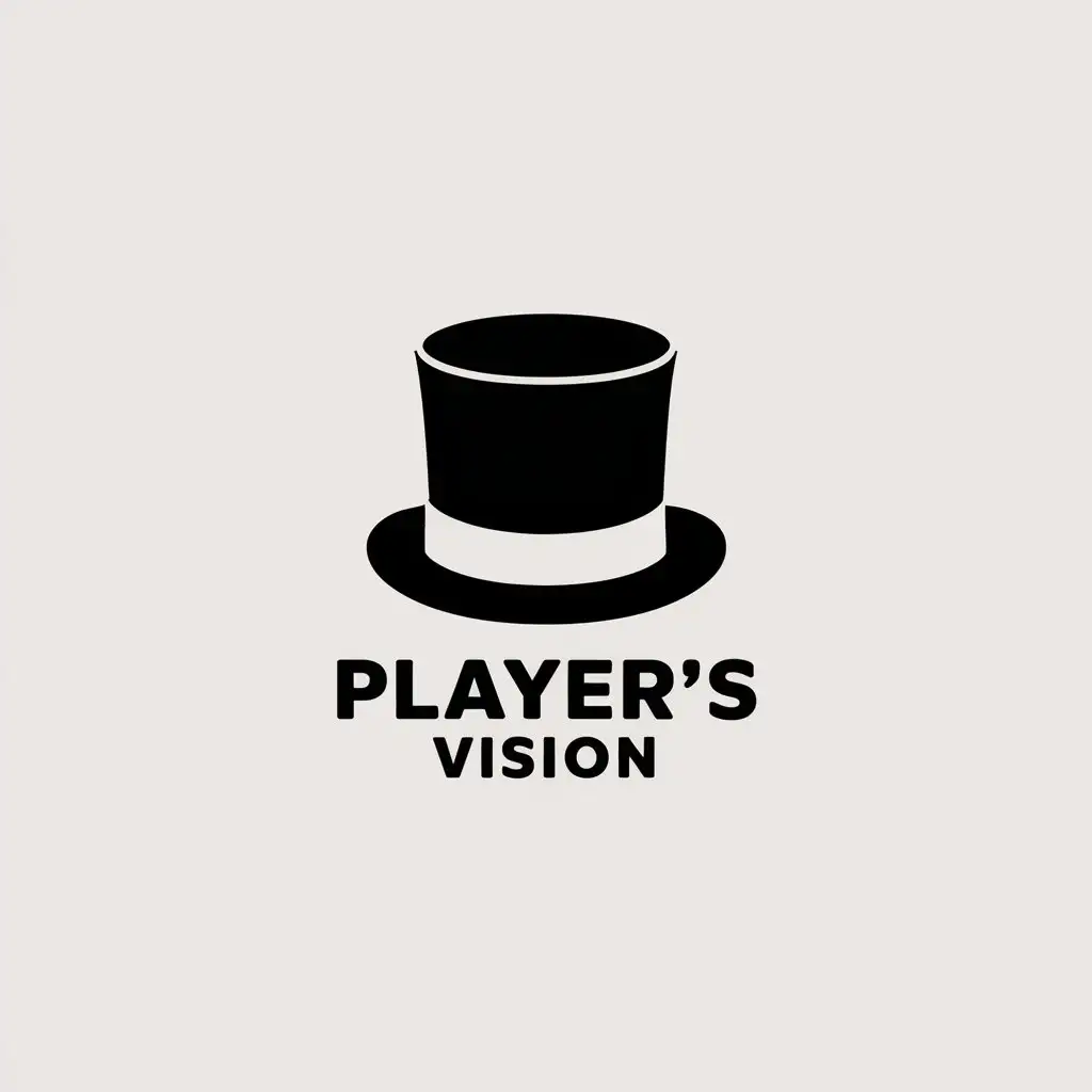 LOGO Design for Players Vision Black Top Hat in Minimalistic Style with Clear Background