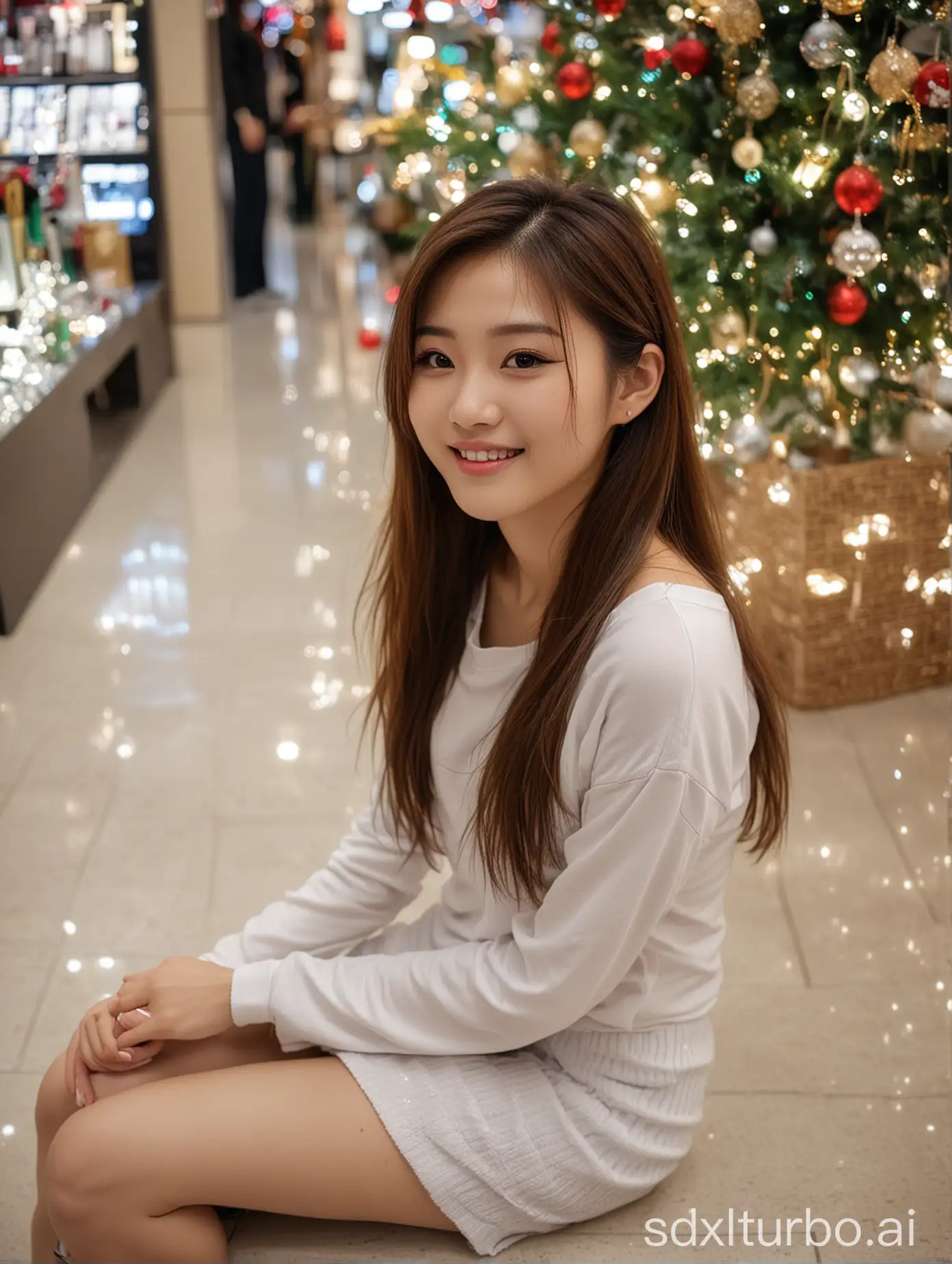 Chinese-Woman-with-Seductive-Smile-in-Winter-Mall-Setting