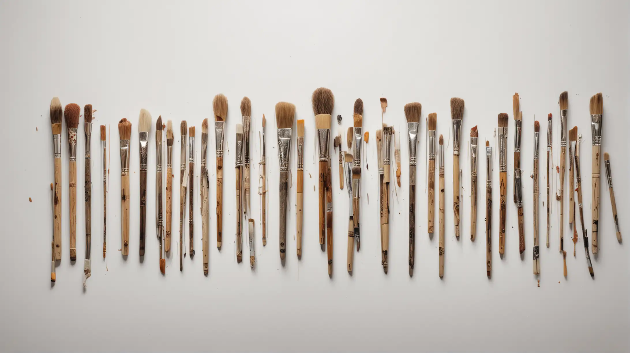 Artists Brushes Suspended in Air on White Background