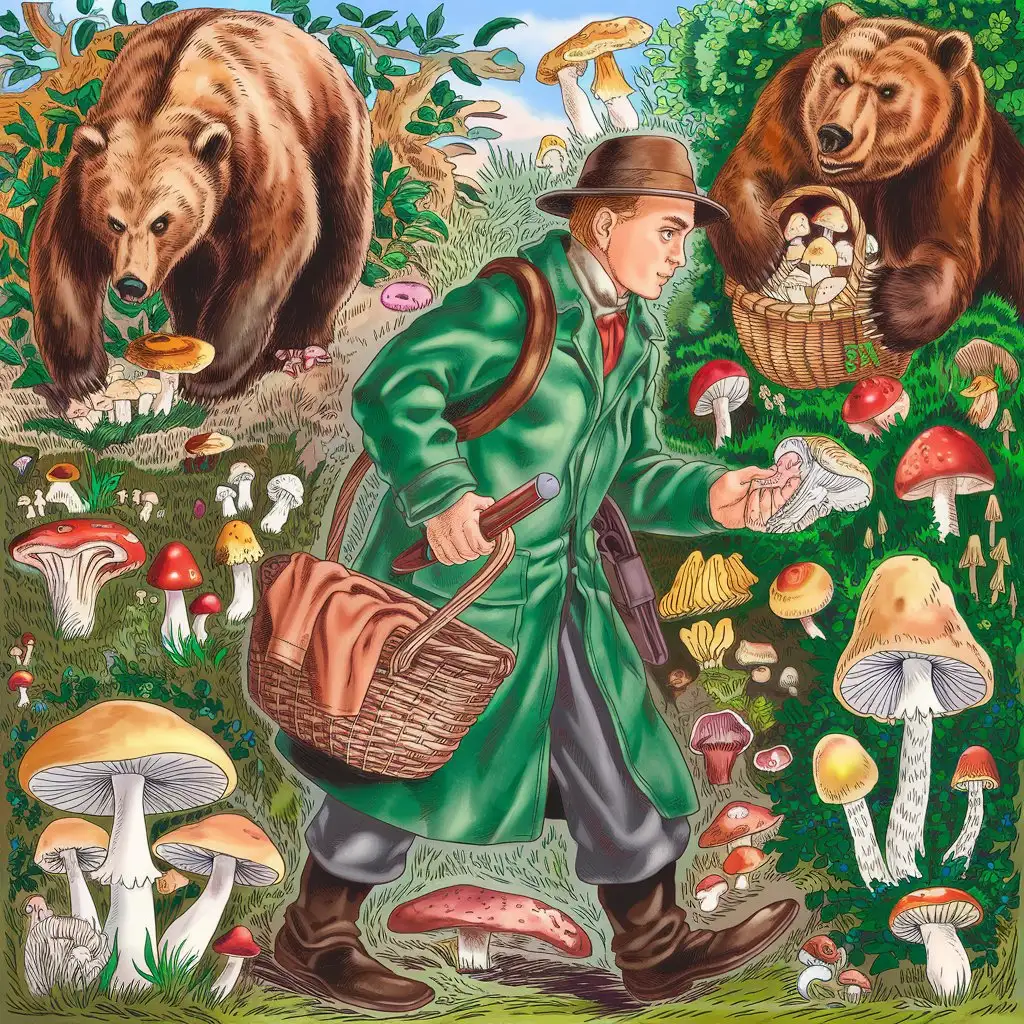 SemyonAI-Art-Prompt-Expansion-Preparing-to-Pick-Mushrooms-with-a-Bear-in-the-Forest