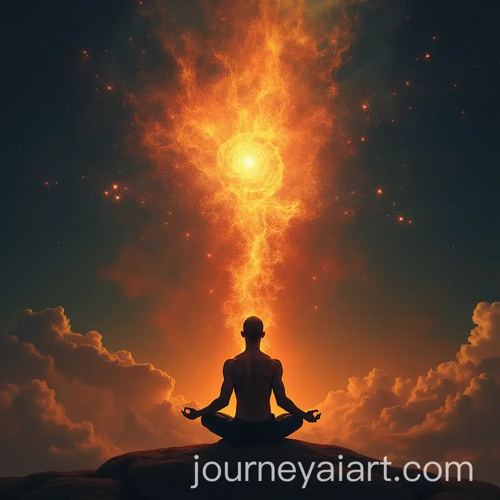 Man-Meditating-with-Fiery-Spine-Revealing-the-Universe
