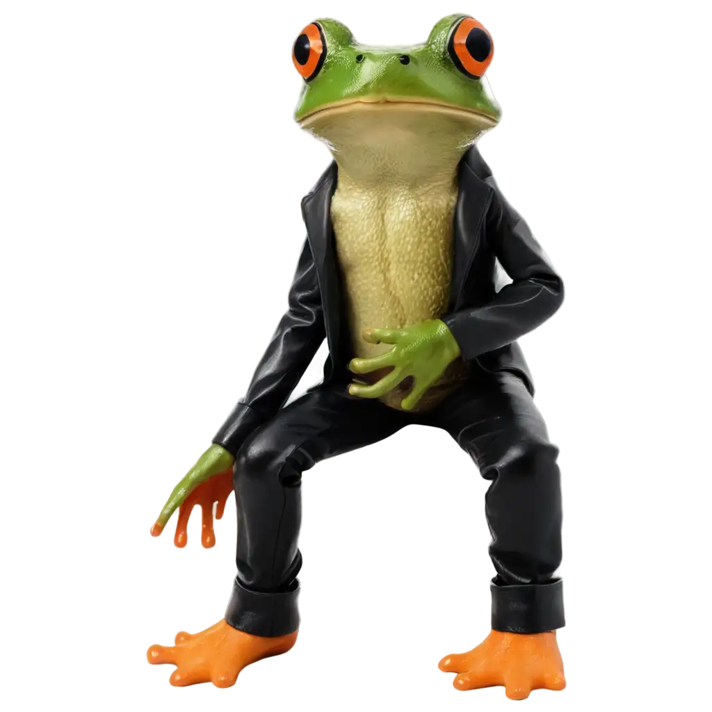 A frog with black boots