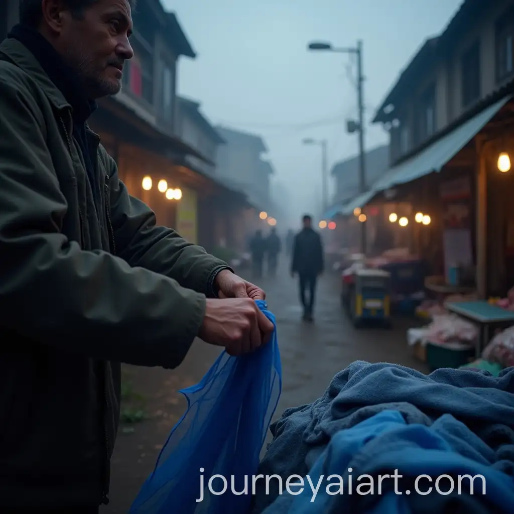Clothes-Seller-Opening-Stall-in-Early-Morning-Foggy-Market