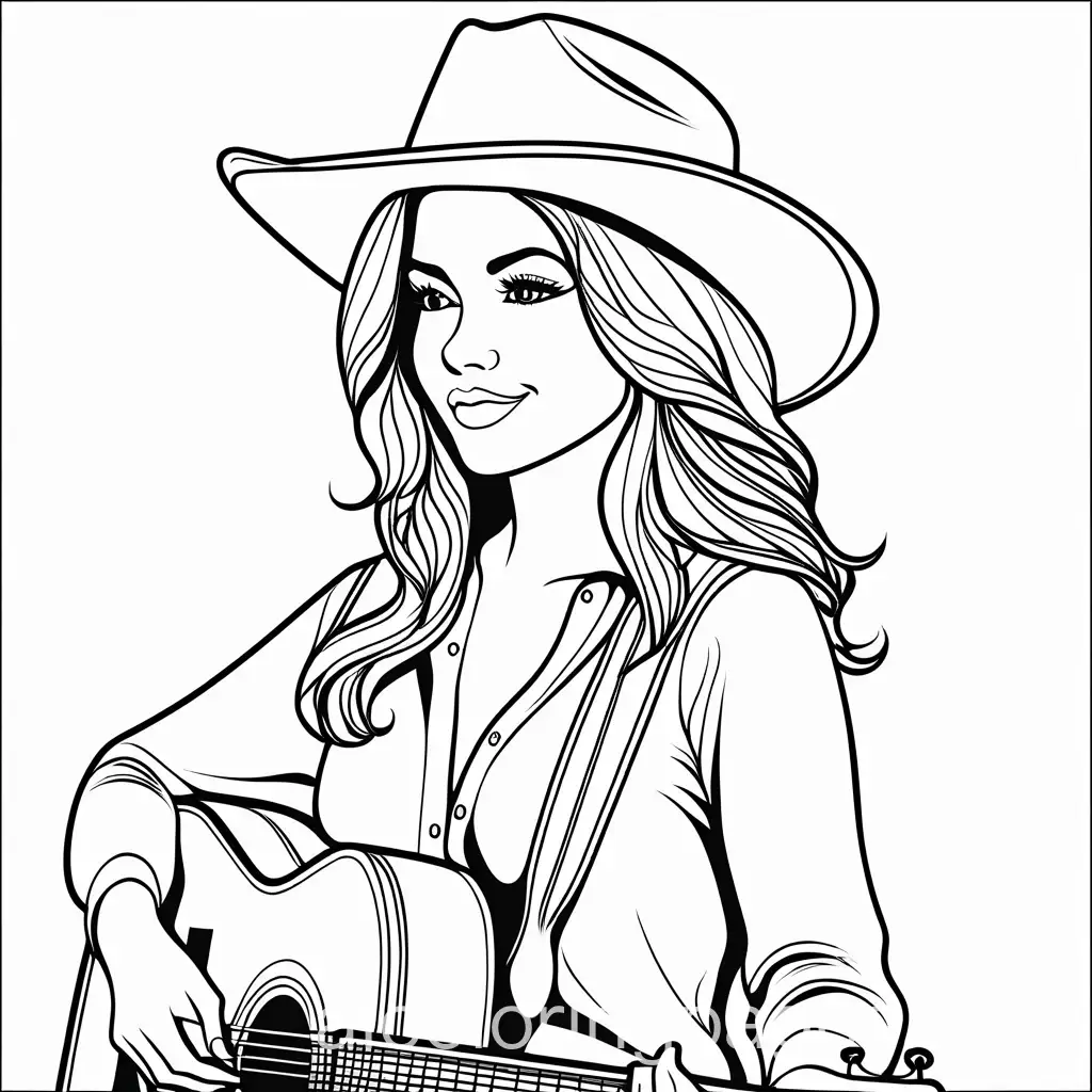 Simple-Black-and-White-Country-Music-Singer-Coloring-Page