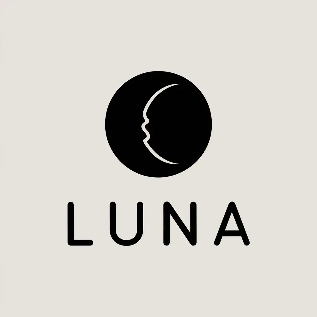 a vector logo design,with the text "LUNA", main symbol:A MOON,Minimalistic,clear background