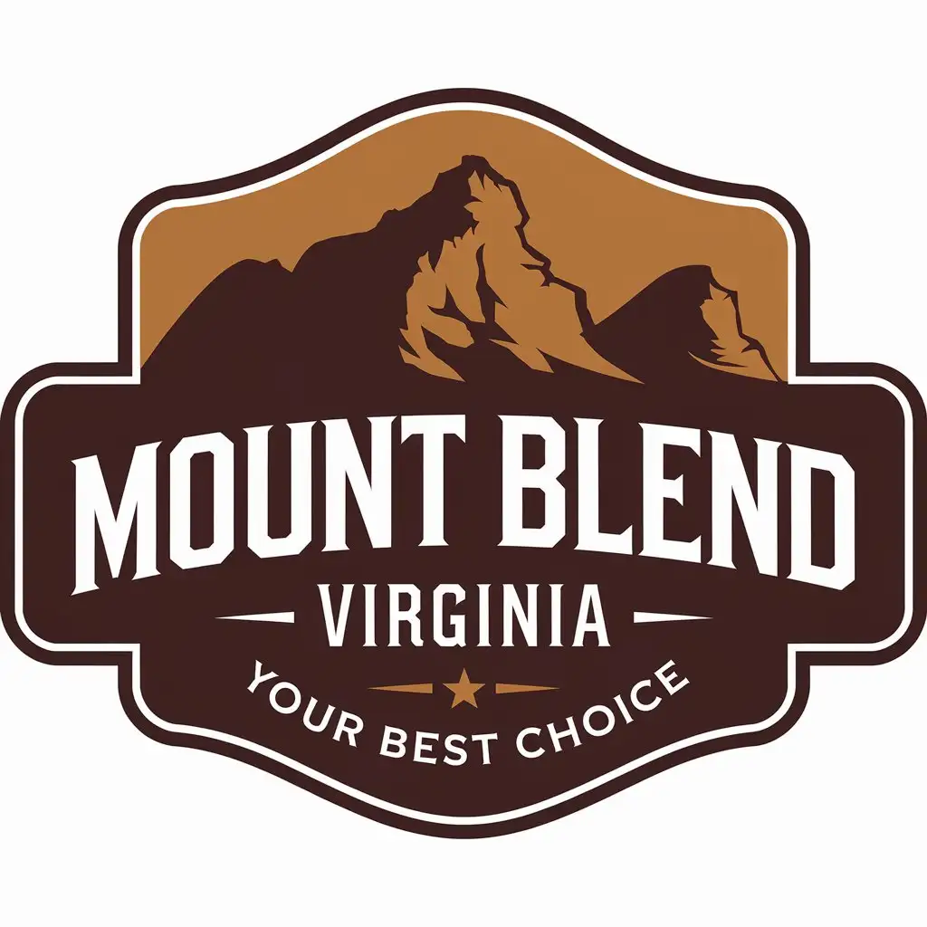 a vector logo design,with the text "mount blend virginia your best choice", main symbol:tobacco mountains,Moderate,be used in tobacco industry,clear background