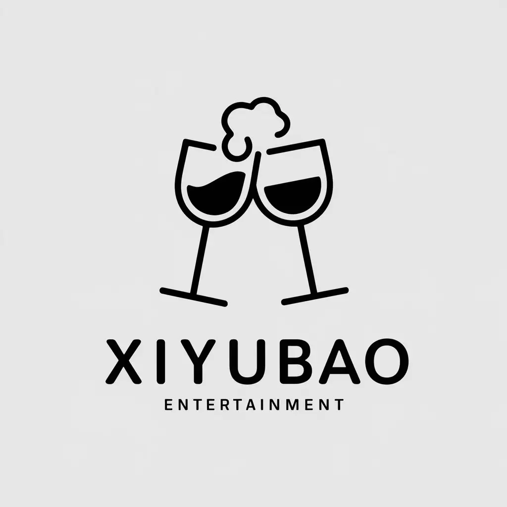 a vector logo design,with the text "XIYUBAO", main symbol:Wine glasses, foam,Minimalistic,be used in Entertainment industry,clear background