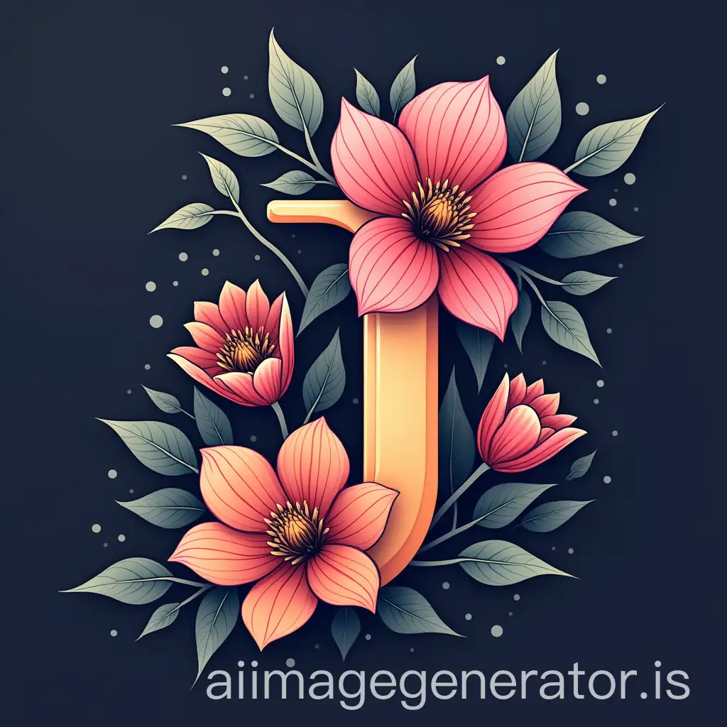 generate a logo with flowers that is incredible and has the letter J combined colors but with a combined color background