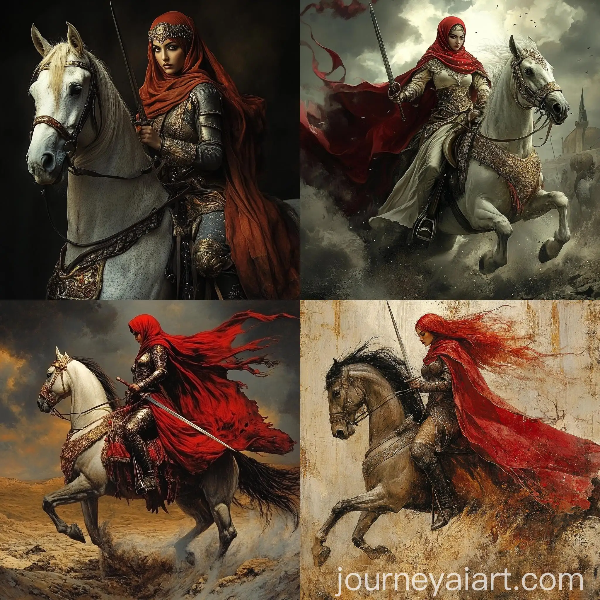 Muslim-Woman-Ottoman-Warrior-Riding-Horse-with-Sword