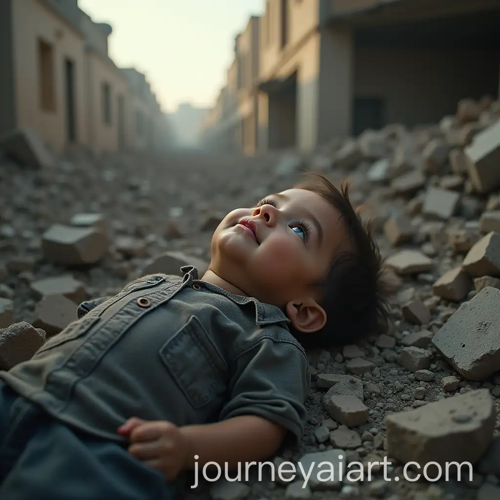 AI-Image-Prompt-ExpansionChild-Amidst-Rubble-with-Glimmer-of-Childhood-Memory