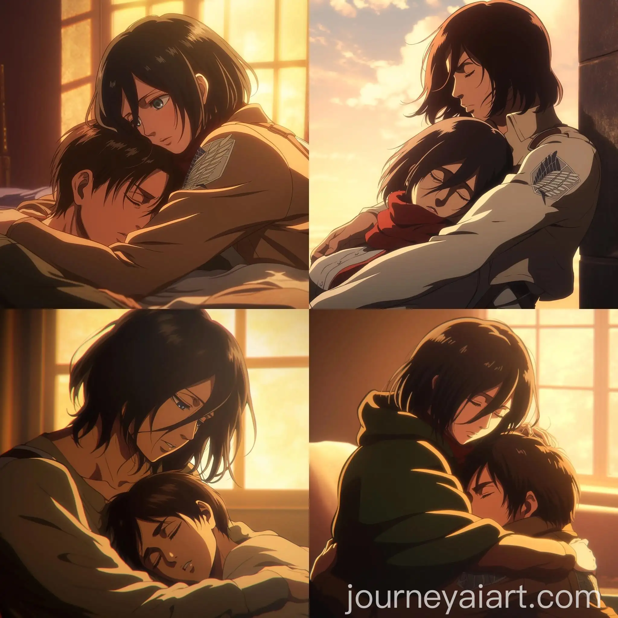 Eren-and-Mikasa-Cuddling-from-Attack-on-Titan-Anime