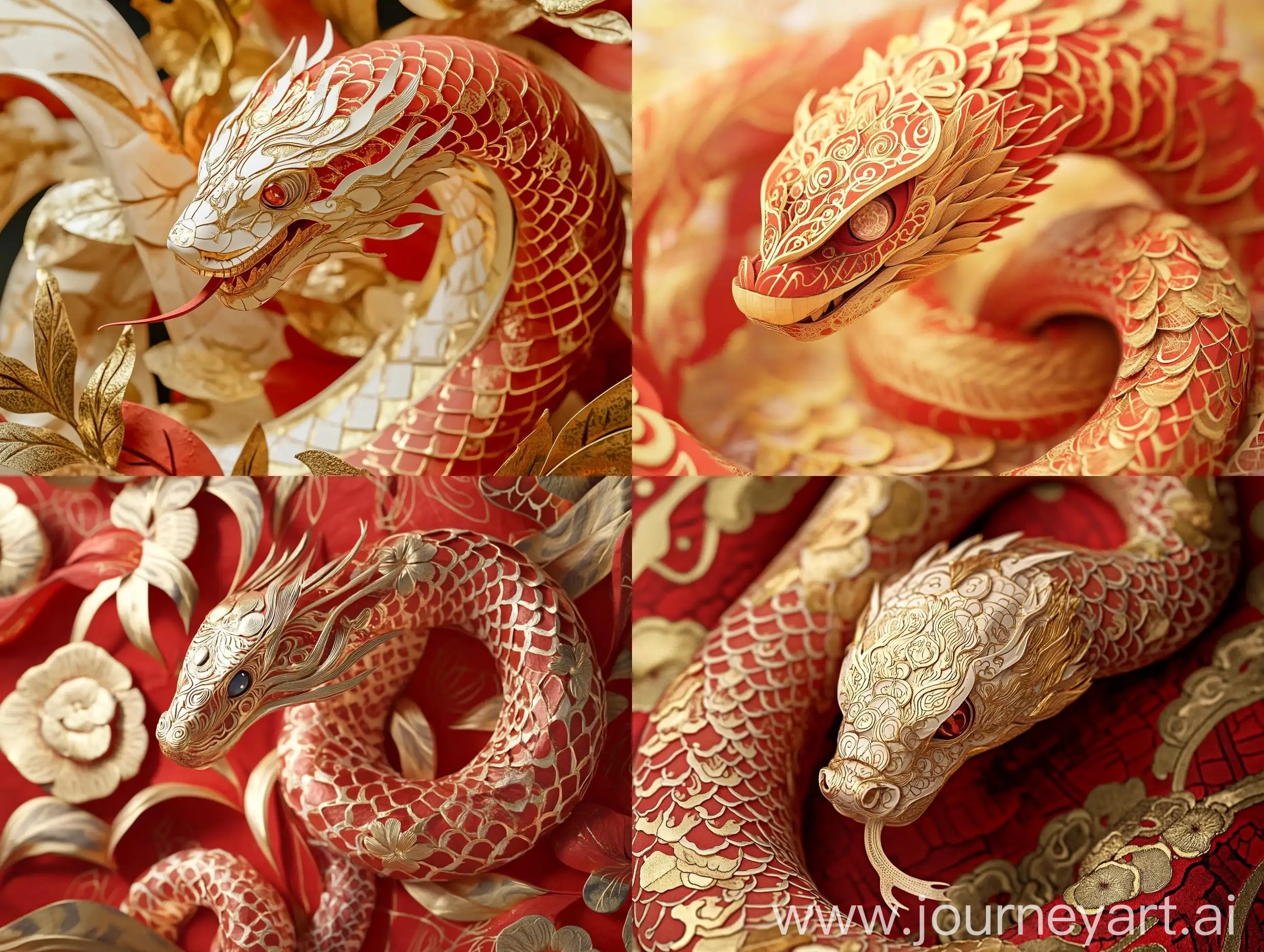 Chinese-Style-Paper-Snake-in-Red-and-Gold-Colors