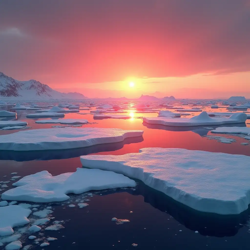 Stunning-Sunset-Reflections-on-Ice-Floes