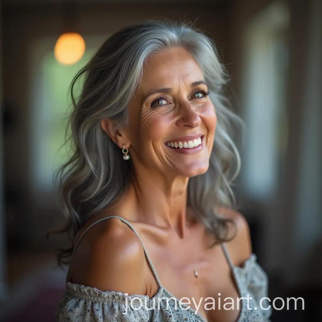 Beautiful-68YearOld-Woman-Smiling-with-Gray-Hair-in-a-Distant-Perspective
