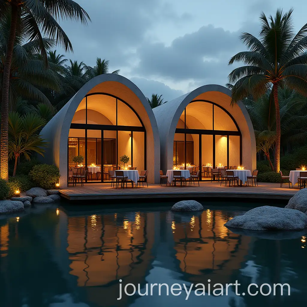 Serene-Outdoor-Dining-Area-by-Calm-Pond-with-Tropical-Foliage