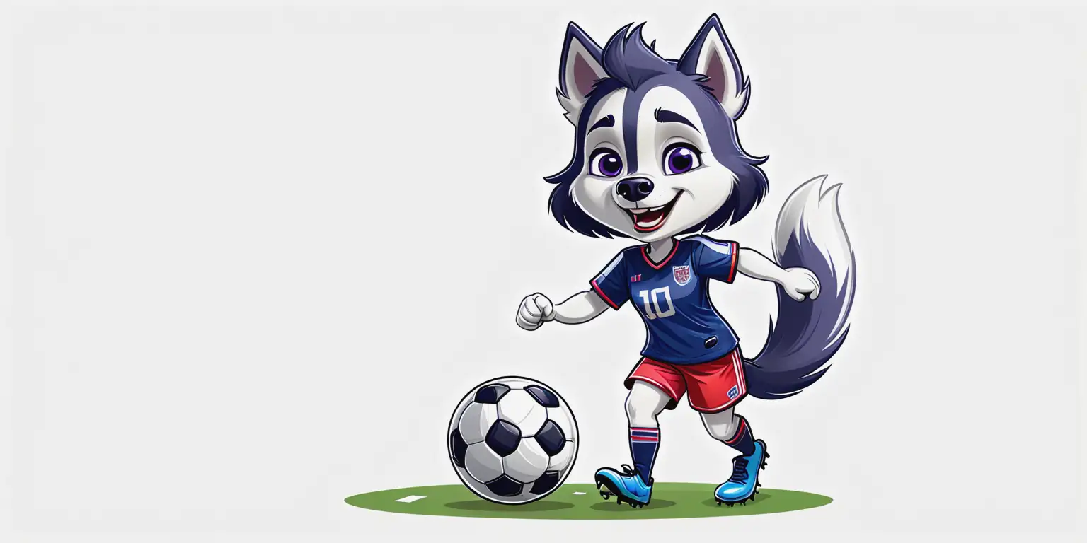 Young Girl Cartoon Style Character Playing Soccer Transparent Background