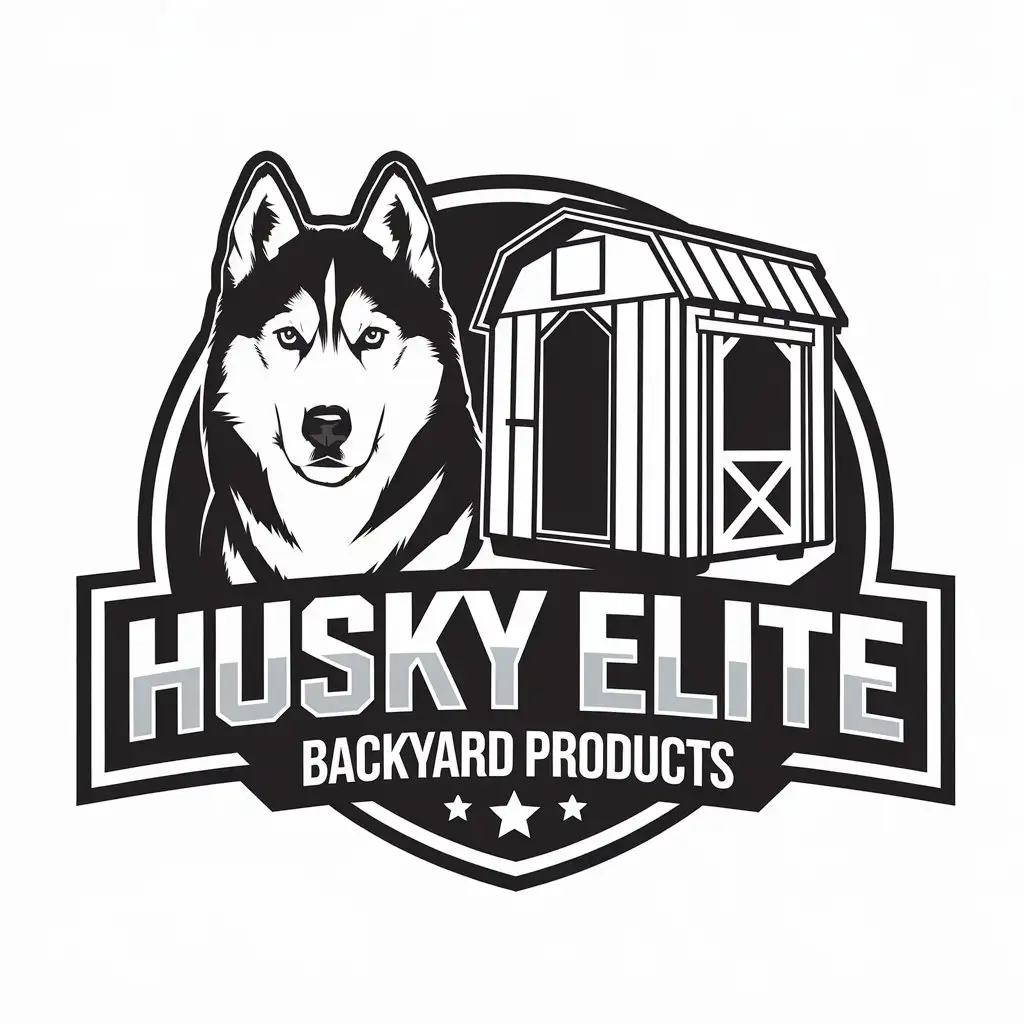 LOGO Design for Husky Elite Backyard Products Serious Husky Dog Portable Barn Symbol with Clear Background