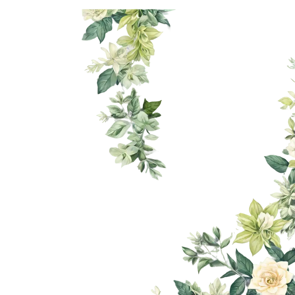 Green-Color-Floral-Border-PNG-for-A4-Page-Corner-Elegant-and-Versatile-Design