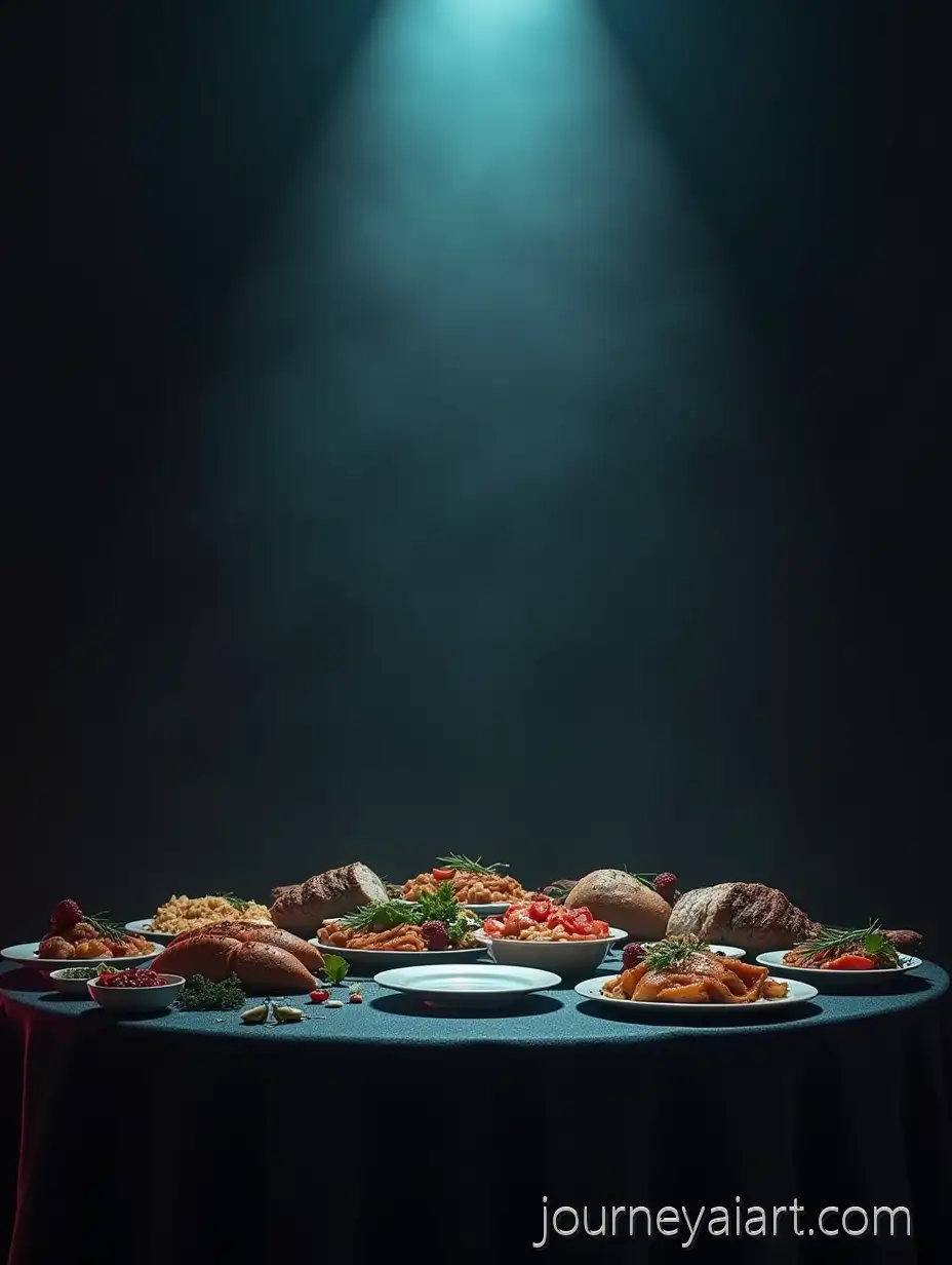 Cyberpunk-Banquet-Table-with-Single-Empty-Plate-in-Dramatic-Lighting