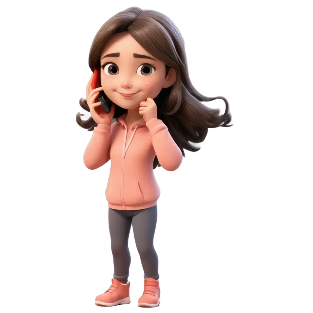 Adorable-Cartoon-Girl-on-a-Phone-Call-PNG-Image-Prompt