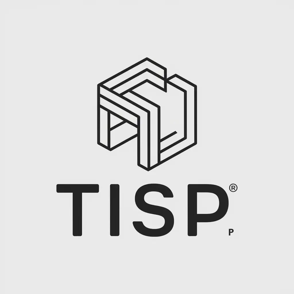 a vector logo design,with the text "TISP", main symbol:3D printing,Minimalistic,be used in Internet industry,clear background