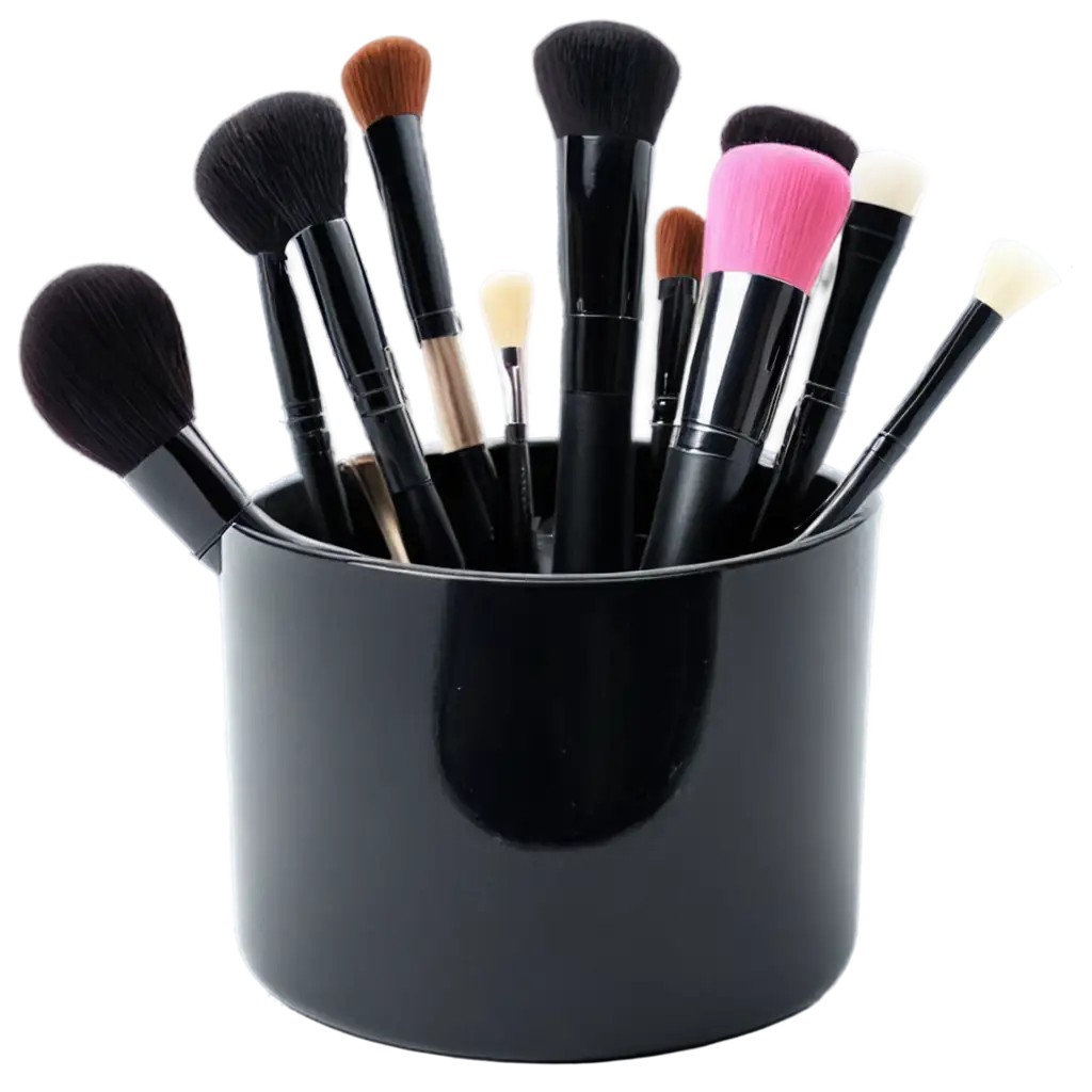 Black-Container-Filled-with-Makeup-Brushes-PNG-HighQuality-Image-for-Beauty-and-Lifestyle-Projects