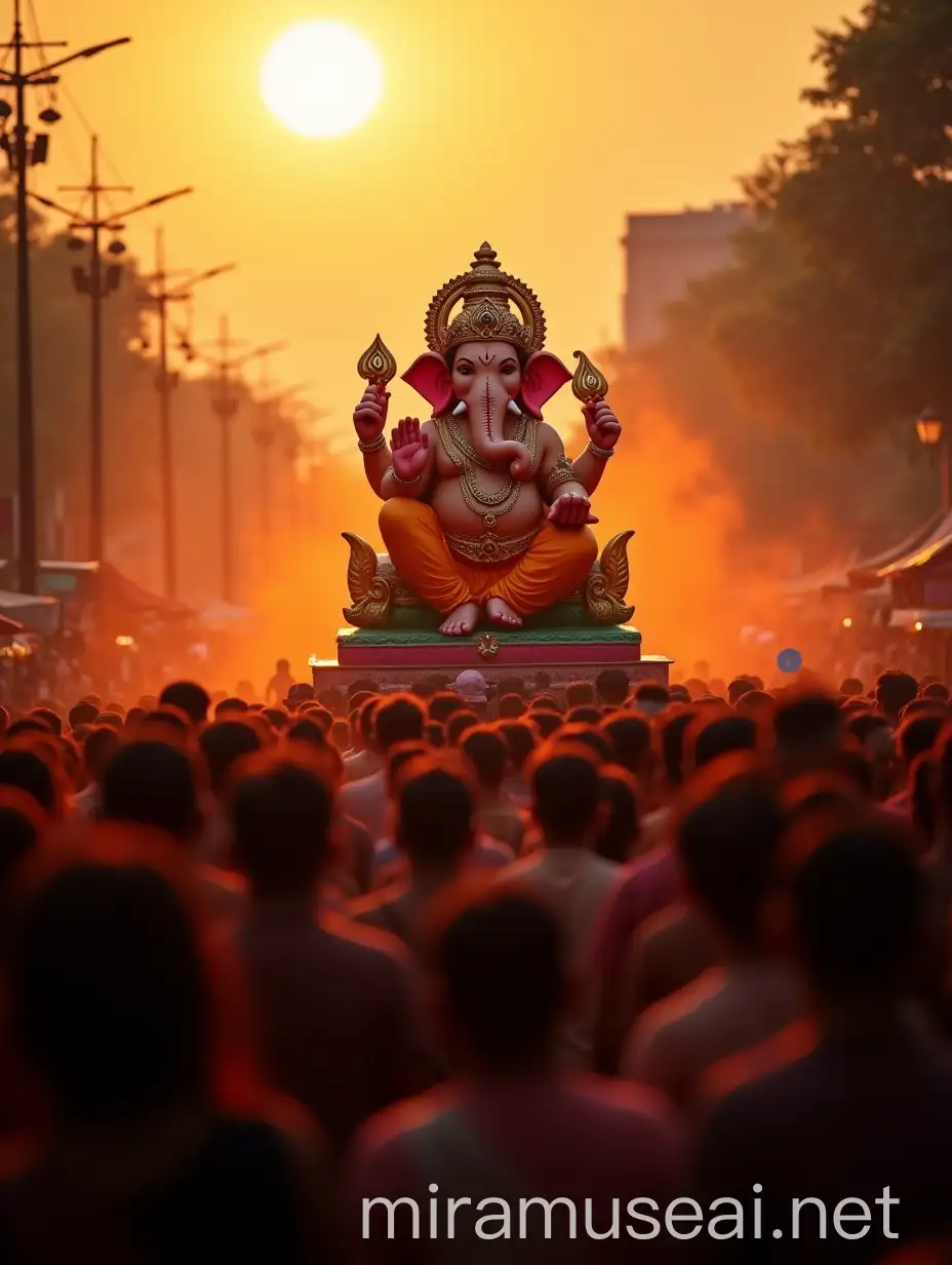 Vibrant Lord Ganesh Festival Procession in India