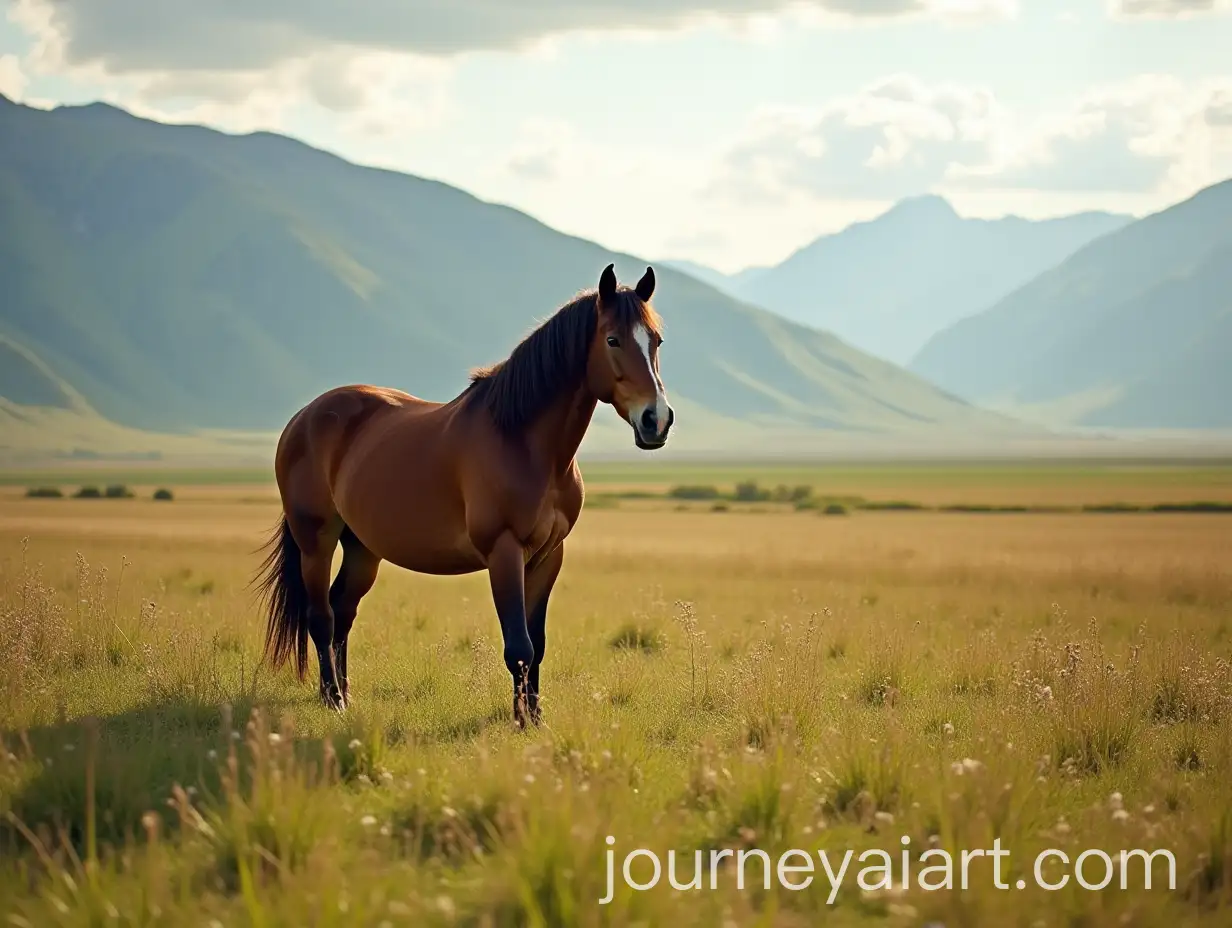 Summer-Altai-Landscape-with-Majestic-Horse-in-Nature